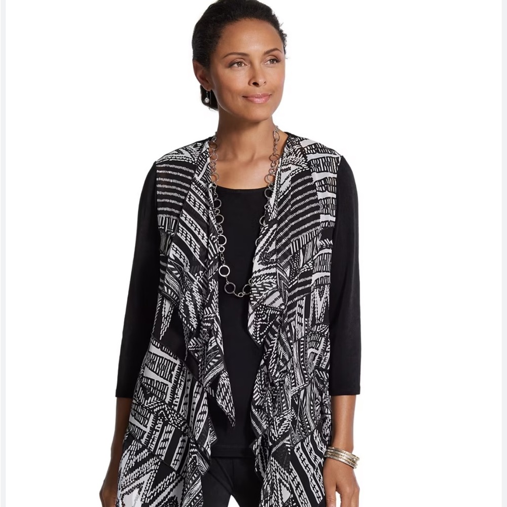 Bob Mackie Grey and Black Sheer Open Style Vest